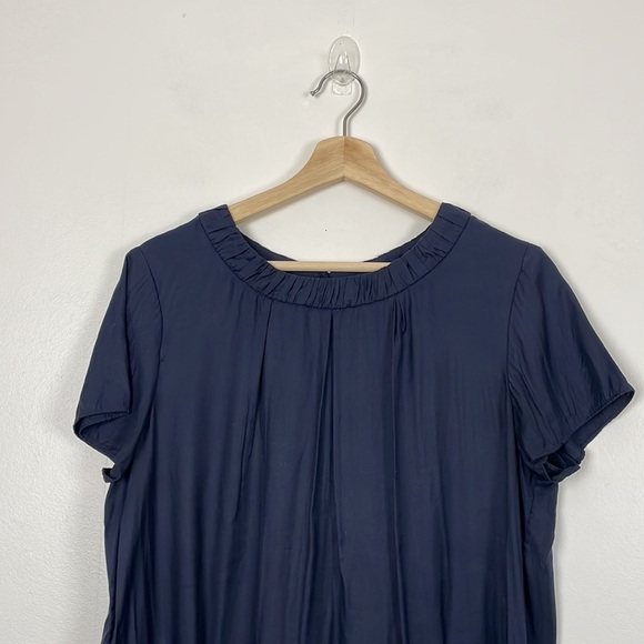 Boden top women size 12 short cap sleeve button back closure silk blend tunic - Picture 3 of 7